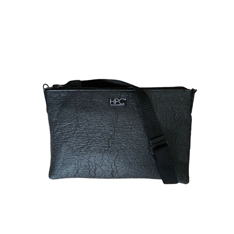 Earth Bag Crossbody, Black Pinatex (Upcycled Billboard Bags)