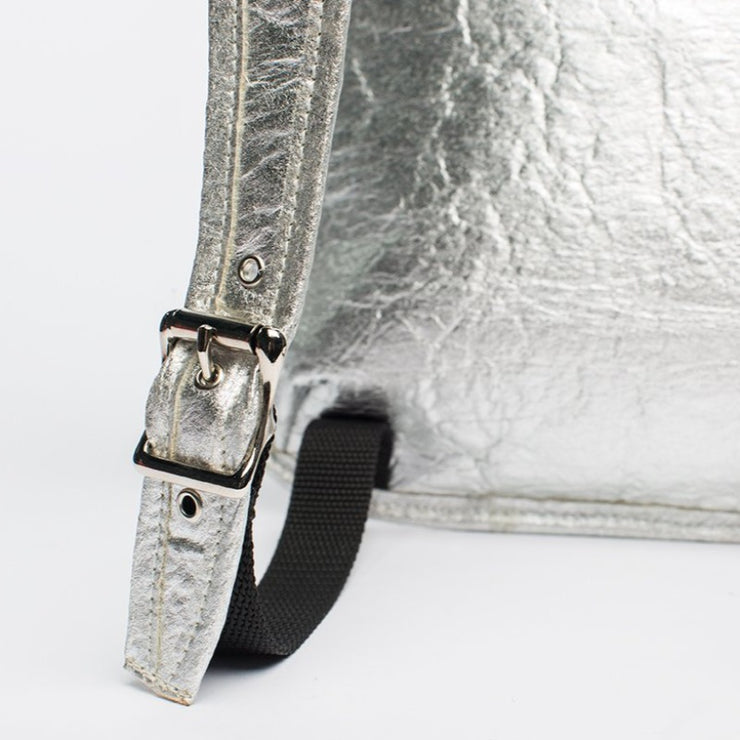 Silver - Pinatex - Pineapple - Backpack - Hamilton Perkins Collection - Earth Bag Slim - Close - Sustainability