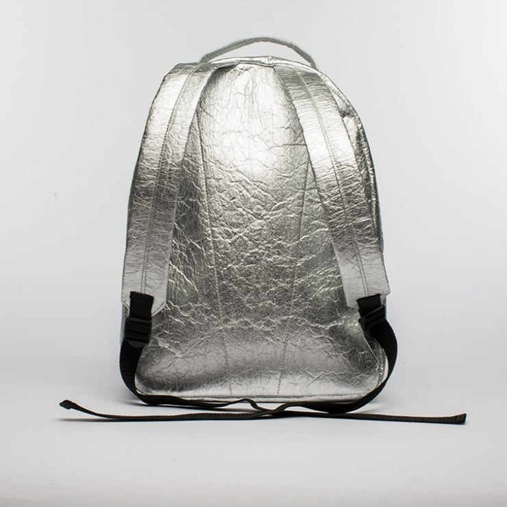 Silver - Pinatex - Pineapple - Backpack - Hamilton Perkins Collection - Earth Bag Standard - Back - Sustainability