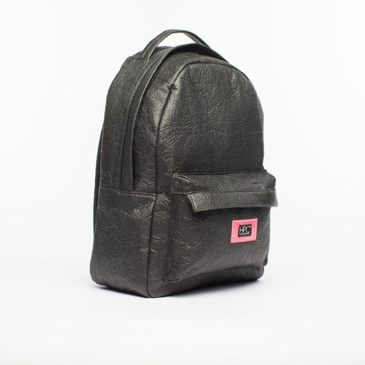 Black - Pinatex - Pineapple - Backpack - Hamilton Perkins Collection - Earth Bag Standard - Side - Sustainability